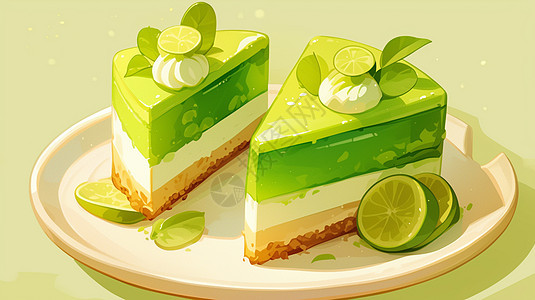 淡绿色柠檬味美味的卡通蛋糕图片