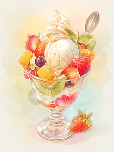 甜品美味的卡通水果杯图片