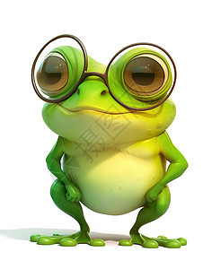 戴眼镜可爱青蛙3D图片