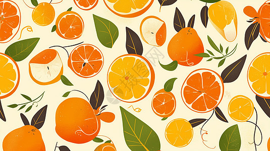 卡通橙子水果背景图片