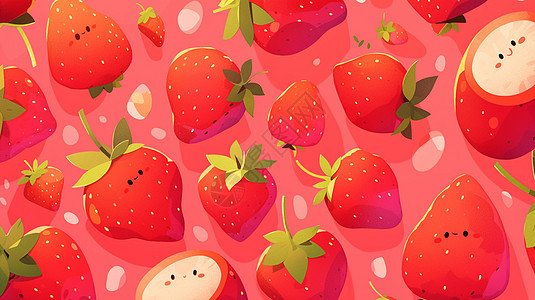 粉色卡通草莓背景图片