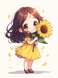手拿着一大朵太阳花的女孩图片