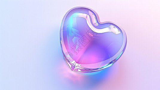 蓝紫色的爱心半透明磨砂3D图片