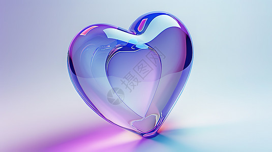 蓝紫色的爱心磨砂3D图片
