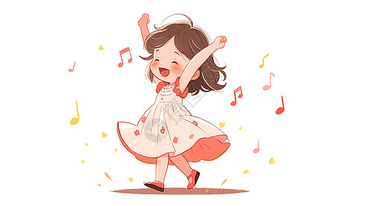可爱女孩跳舞插画图片