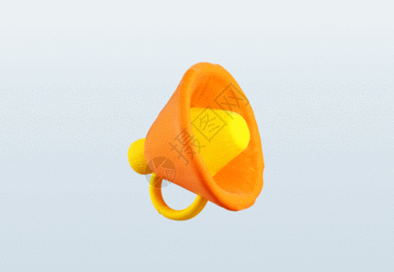 创意C4D充气膨胀商务通用元素喇叭3D立体模型GIF图片