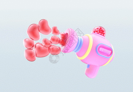 粉色情人节爱心泡泡机GIF图片