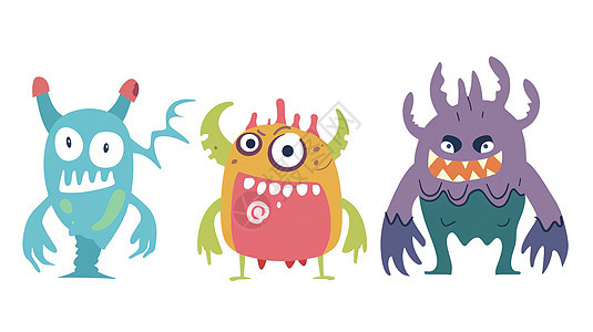 儿童简约插画可爱小怪兽图片
