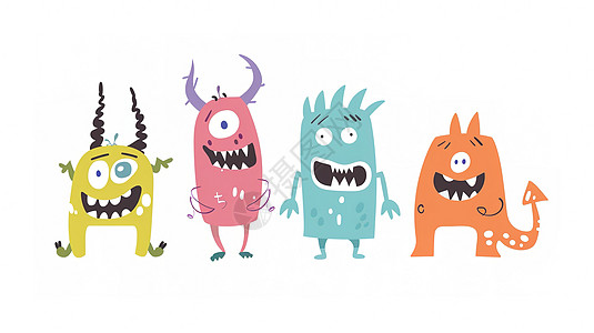 儿童简约插画有趣小怪兽图片
