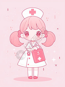 粉色调可爱的卡通护士女孩图片
