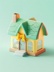 一个卡通可爱的房子3D图标图片