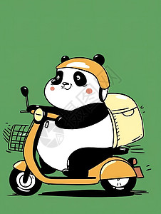 可爱卡通小熊猫外卖员快递图片