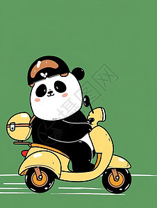 可爱小熊猫外卖员快递图片