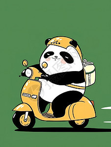 卡通可爱熊猫外卖员快递图片