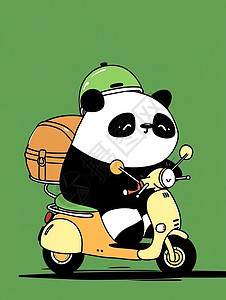 可爱熊猫外卖员快递图片