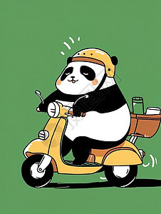 卡通熊猫外卖员快递图片
