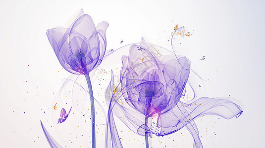 透明花瓣唯美的卡通花朵图片