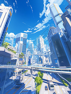 科幻高大建筑物的繁忙的城市图片