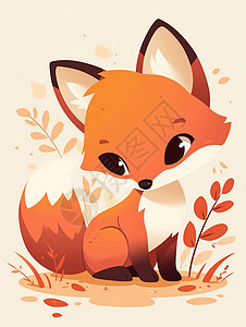 一只橙色可爱的小狐狸图片