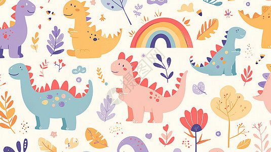 各种彩色可爱的恐龙图片