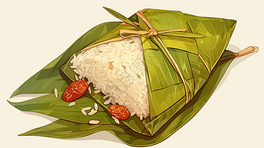 叶子包裹的传统美食卡通粽子图片