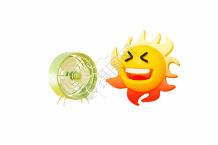创意C4D夏季高温太阳表情图标GIF图片