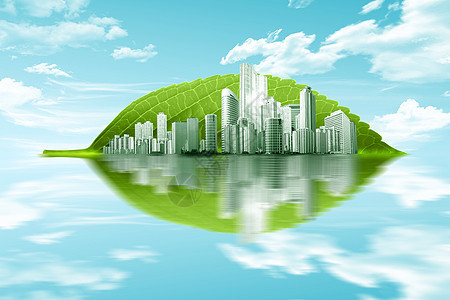 绿色创意树叶城市图片