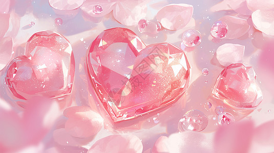 粉色梦幻唯美的卡通水晶爱心图片