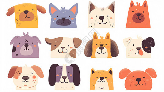 各种造型可爱的卡通小狗图片