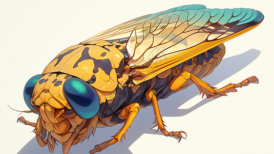 炫彩美丽的卡通金蝉插画图片下载-正版图片402590852-摄图网