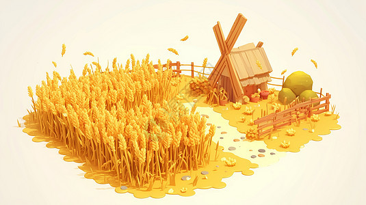 卡通麦子地节气图片