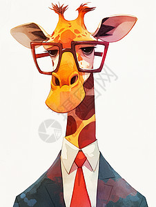 戴着黑框眼镜穿着西装的长颈鹿图片