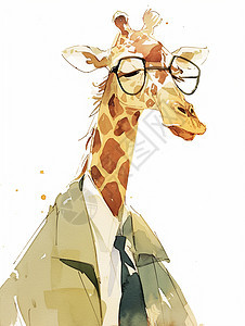 戴着黑框眼镜穿着西装的长颈鹿图片