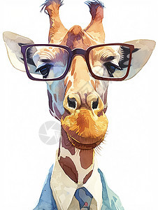 戴着黑框眼镜穿着西装的卡通长颈鹿图片