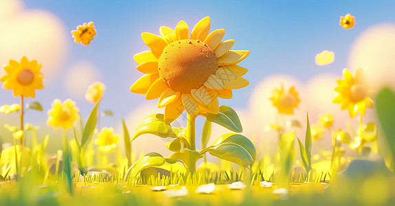 立体黄色漂亮的太阳花图片