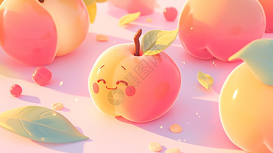 粉色可爱的卡通桃子图片
