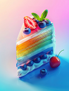 水果蛋糕3D风格图片