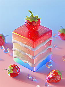 草莓小蛋糕3D图片