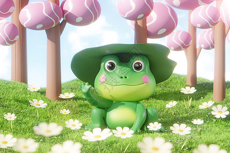 卡通场景草地上的青蛙图片