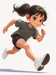 穿白色运动鞋奔跑的卡通女孩图片