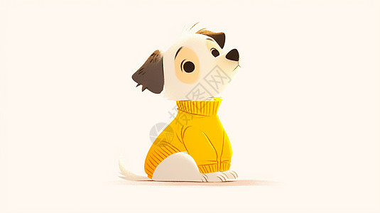 穿黄色衣服可爱的卡通小狗图片