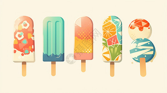 夏天清新彩色的卡通冰糕图片
