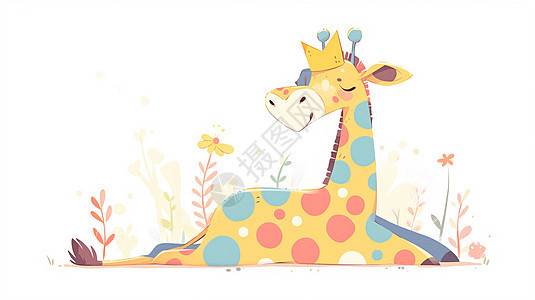 浅色系可爱有趣的卡通长颈鹿图片