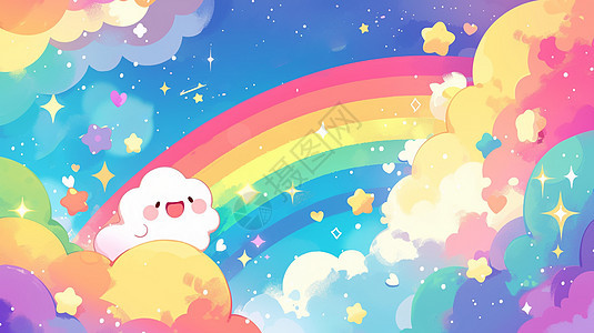可爱卡通云朵与彩虹图片