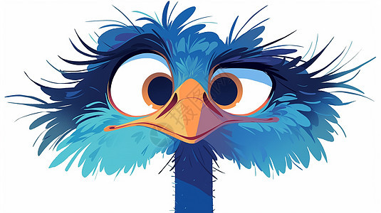 大眼睛可爱的卡通鸵鸟正面头像图片