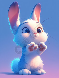 毛茸茸的长耳朵可爱卡通小兔子图片