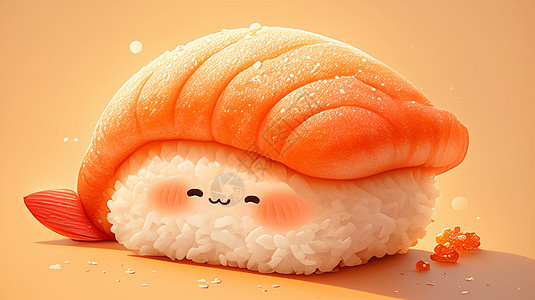 微笑可爱的三文鱼卡通寿司图片