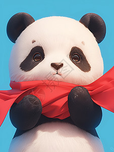抱红布的卡通大熊猫图片