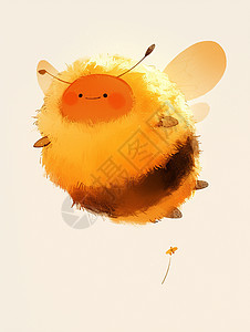 胖乎乎可爱的卡通小蜜蜂在天空飞图片