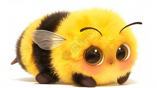 毛茸茸可爱的卡通黄色蜜蜂图片